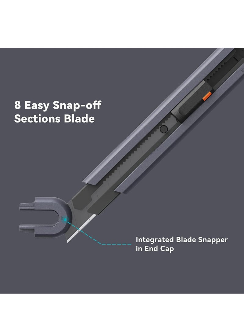 SYOSI Box Cutter Utility Knife, SK2 Retractable Box Cutter Snap Off Safety Cutter with ABS Grip, Stainless Steel Box Cutter for Cardboard Papers and Plastics, 2 Spare Blades