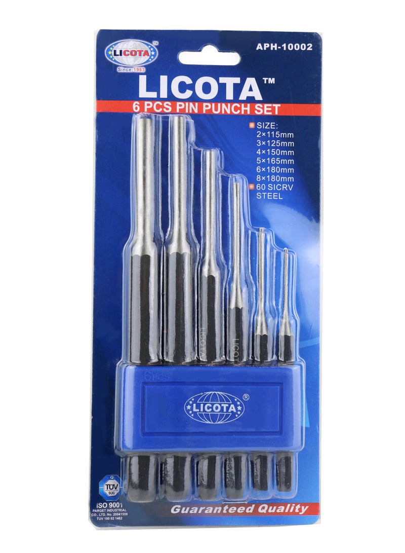 6-Piece Pin Punch Drift Set Black/Silver