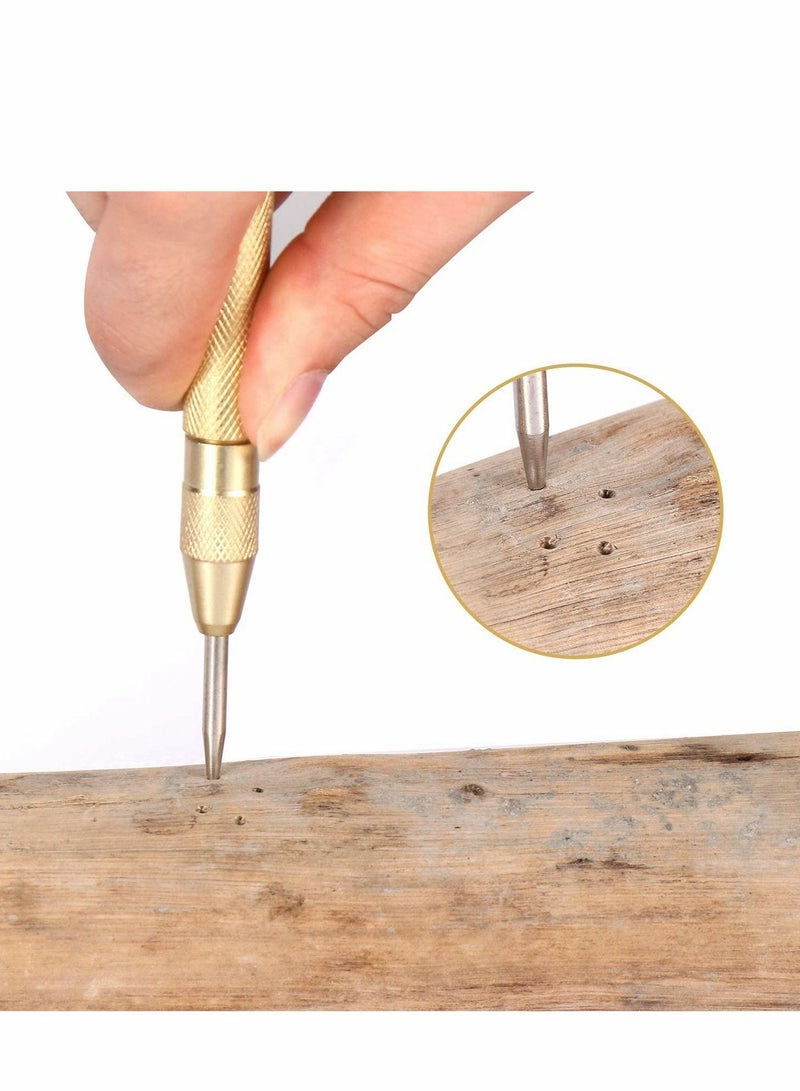 Automatic Center Punch, 5.1 Inch Adjustable Spring Loaded Hole for Steel, Wood, Plastic Brass Window Glass Crushing Hand Tool