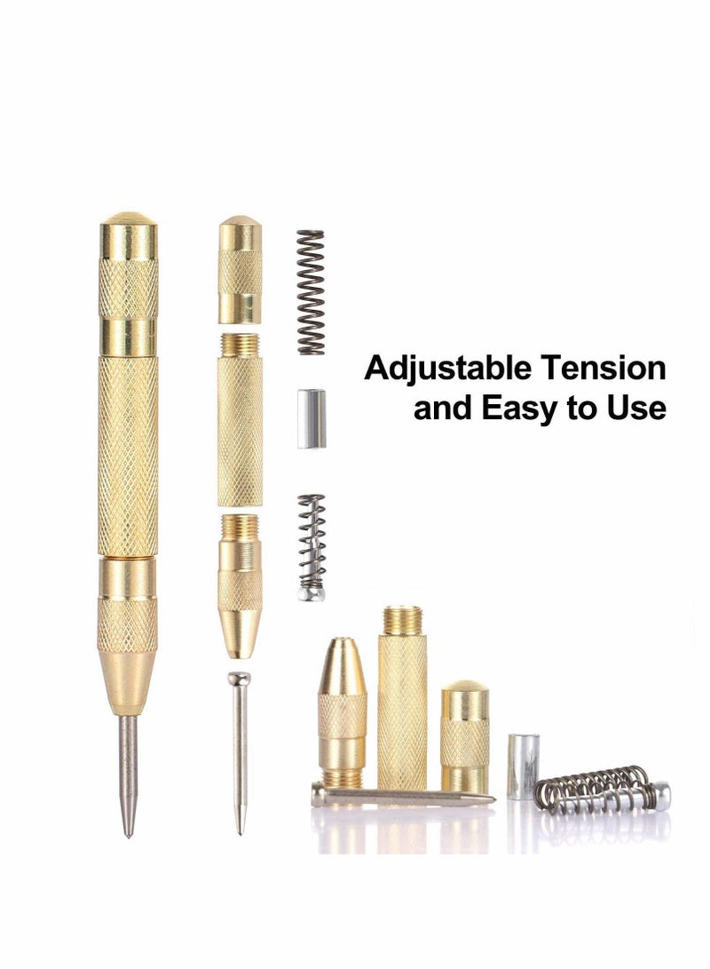 Automatic Center Punch, 5.1 Inch Adjustable Spring Loaded Hole for Steel, Wood, Plastic Brass Window Glass Crushing Hand Tool