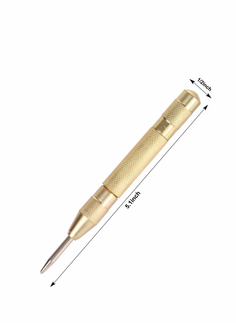 Automatic Center Punch, 5.1 Inch Adjustable Spring Loaded Hole for Steel, Wood, Plastic Brass Window Glass Crushing Hand Tool