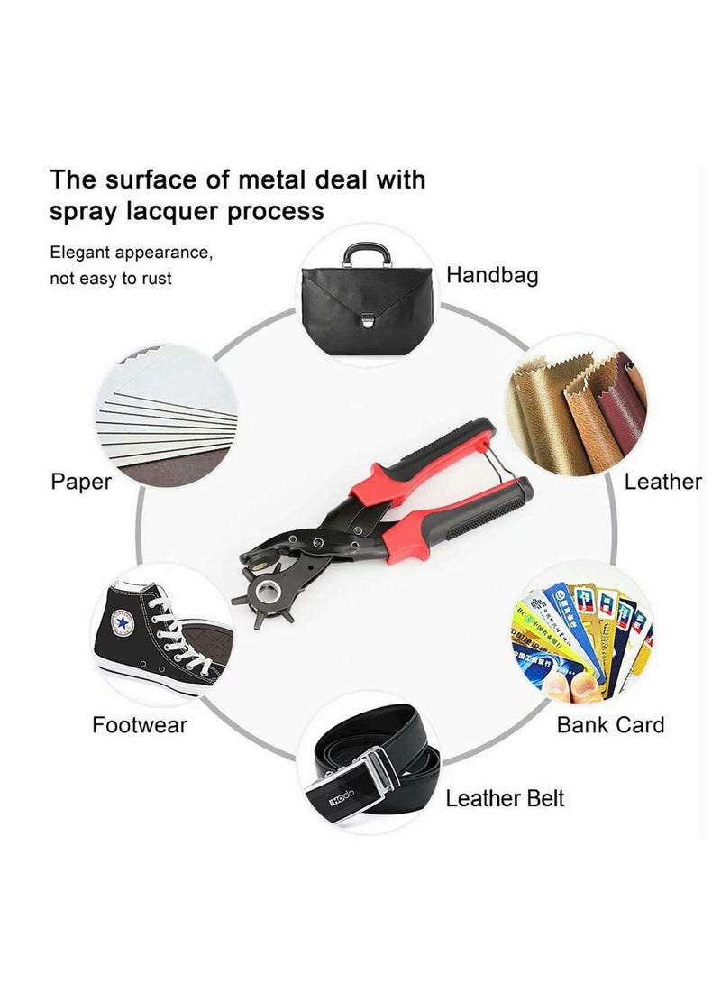 Leather Hole Punch Set, Upgraded Version Set, for Belts, Watch Bands, Dog Collars, Shoes, Fabric, DIY or Craft Projects, Super Heavy Duty Rotary Puncher, Multi Hole Sizes Maker Tool