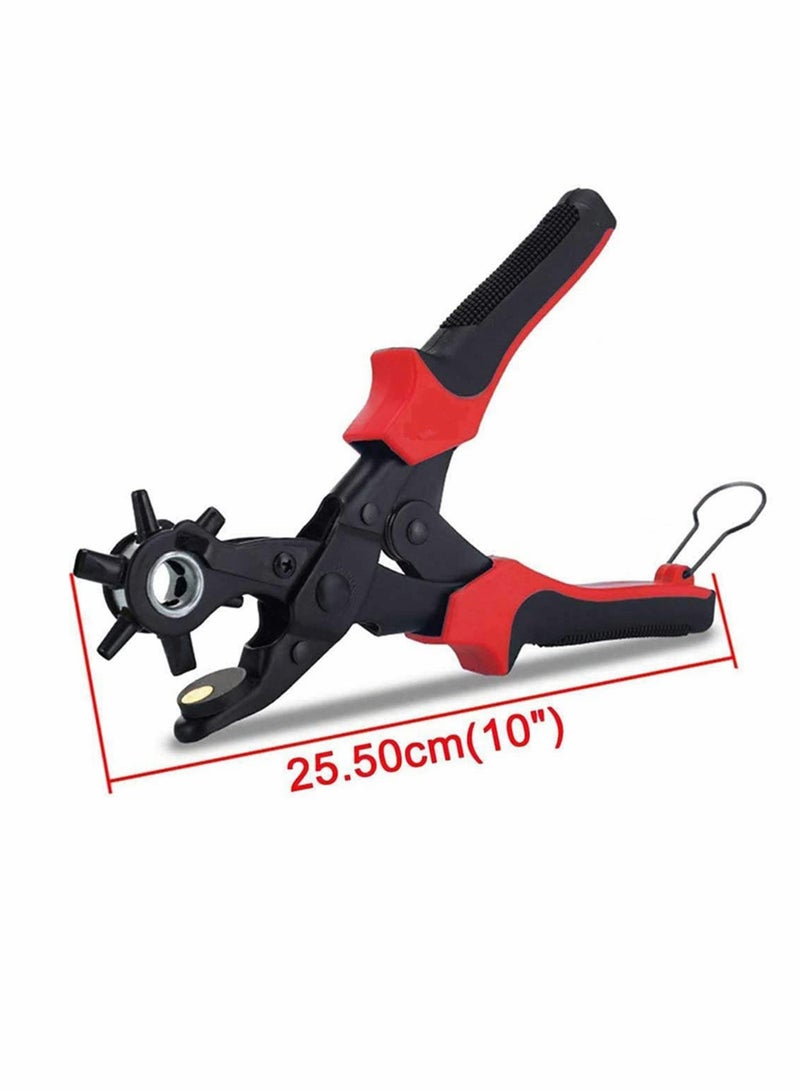 Leather Hole Punch Set, Upgraded Version Set, for Belts, Watch Bands, Dog Collars, Shoes, Fabric, DIY or Craft Projects, Super Heavy Duty Rotary Puncher, Multi Hole Sizes Maker Tool