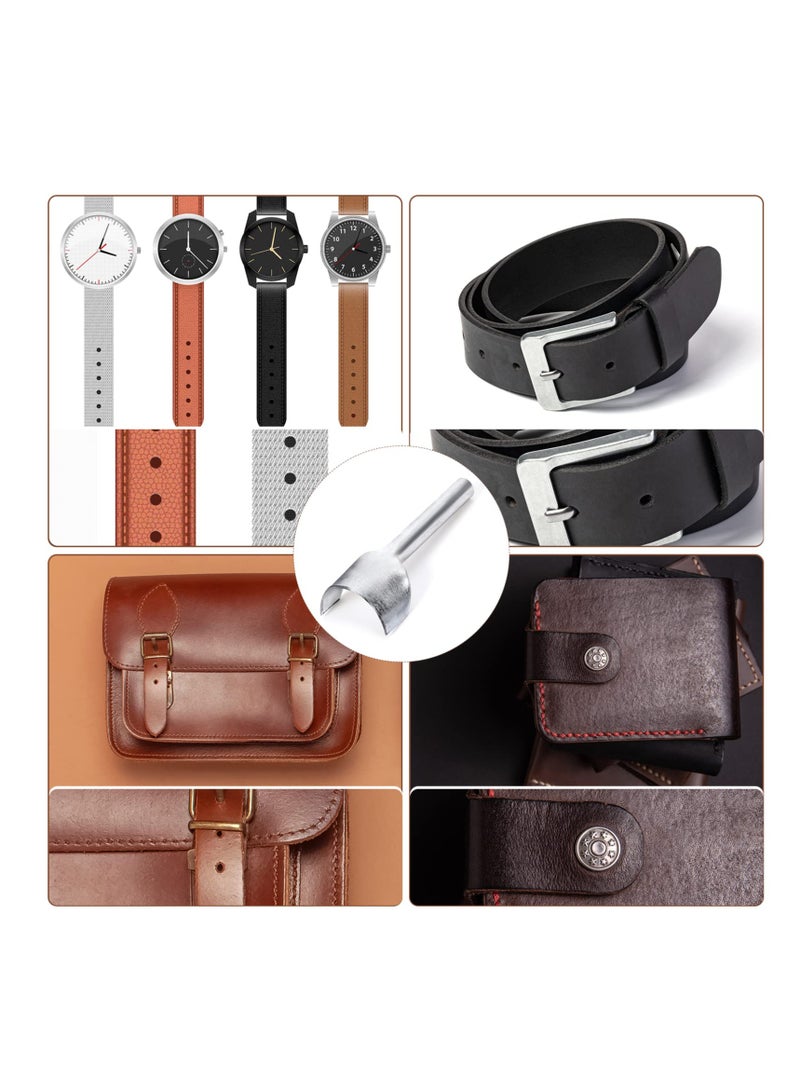 Leather Craft Tools Half-Round Punch, 7 Pieces Steel Type C DIY Leather Tools with Handle for Crafting Strap Belt, Wallet and Bag, Handwork Tool Set (10-40mm)