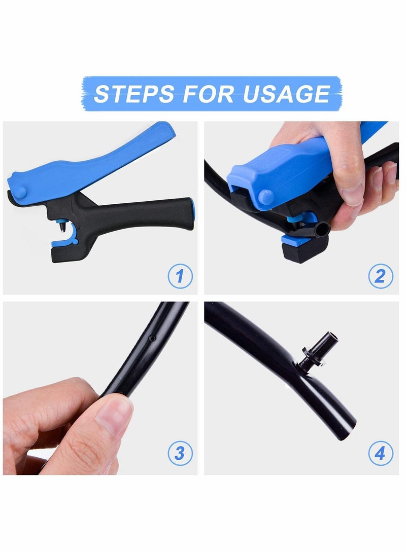 Drip Irrigation Hole Punch Tool Sets, 2-in-One Tube Outdoor Pipe Hand for 16/20mm PE Opening (Pro Sets)