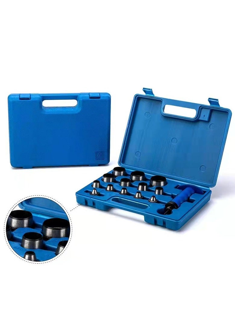 Punch Down Tool Hollow Metal Punch Set 14pcs Gasket Cutter Kit Hand Held Power Punch for Leather Rubber Plastics Vinyl Sheet Metal and More Sharp and Sturdy Hollow Punches for 3/16