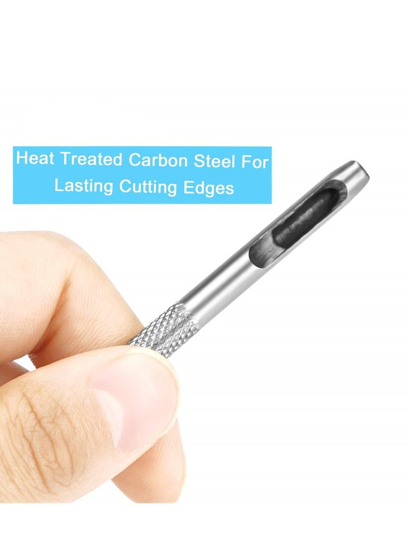 Leather Hole Punch, 6Pcs DIY Punch Tool, Stitching Round Hollow for Watch Band, Leather, Gasket Belt, Fabric, Canvas Paper Plastics