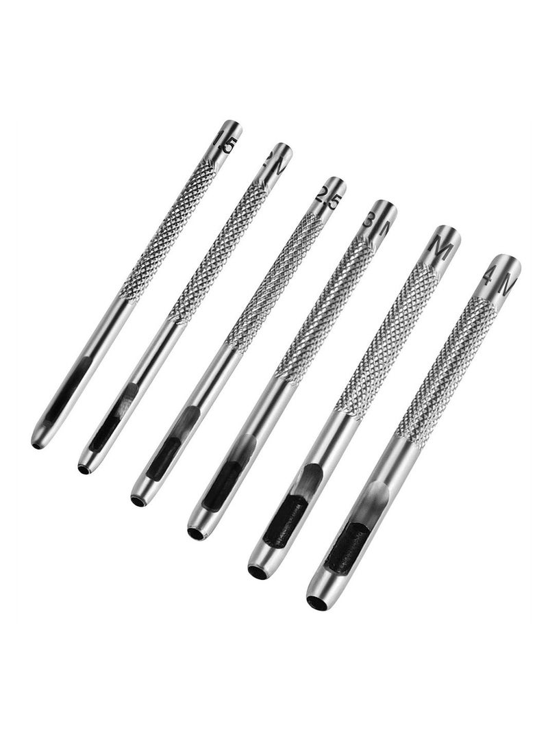 Leather Hole Punch, 6Pcs DIY Punch Tool, Stitching Round Hollow for Watch Band, Leather, Gasket Belt, Fabric, Canvas Paper Plastics