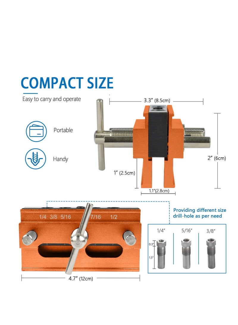 Self Centering Doweling Jig Kit  Adjustable Width Dowel Jig for Straight Holes with 6 Drill Sleeves Drill Guide Biscuit Joiner Set Woodworking Tools for Woodworking Joints Gold