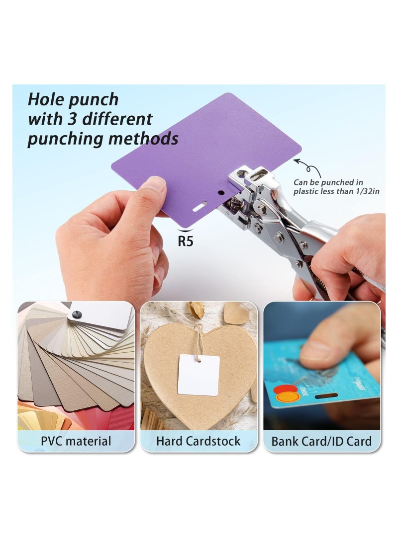 3 in 1 Badge Slot Hole Punch for ID Card,  Handheld Card Puncher Suitable for PVC Material, Business Cards and Cardstock(1/8