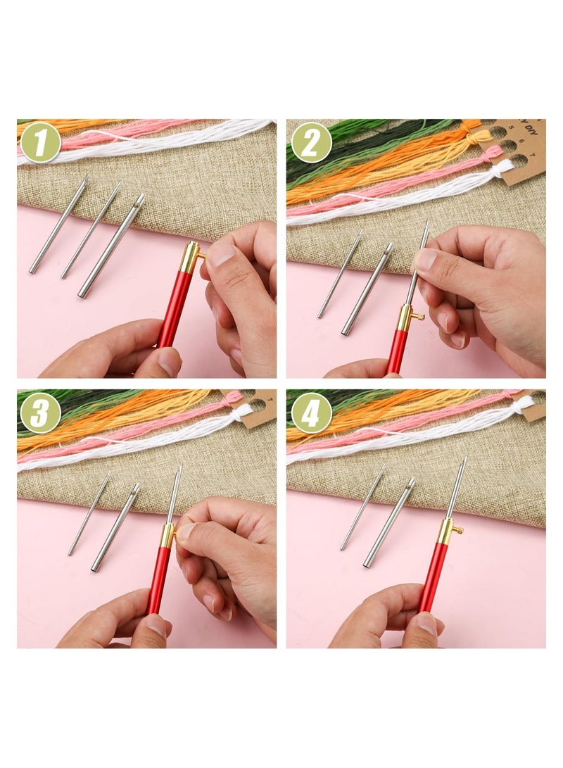 13pcs Punch Needle Kits Adjustable Punch Needle Tool Embroidery Needles Set Sewing Art Needles with 7 Size Punch Needle Heads Seam Ripper for Adults Beginner Floss Cross Stitch DIY Craft