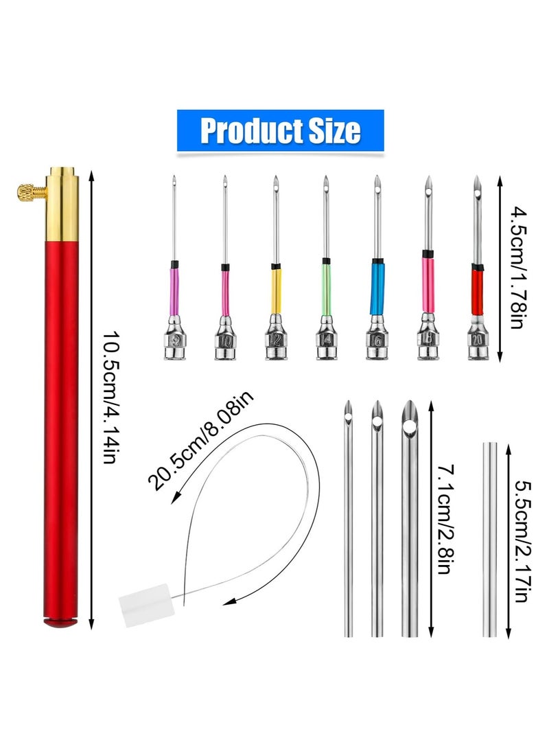 13pcs Punch Needle Kits Adjustable Punch Needle Tool Embroidery Needles Set Sewing Art Needles with 7 Size Punch Needle Heads Seam Ripper for Adults Beginner Floss Cross Stitch DIY Craft