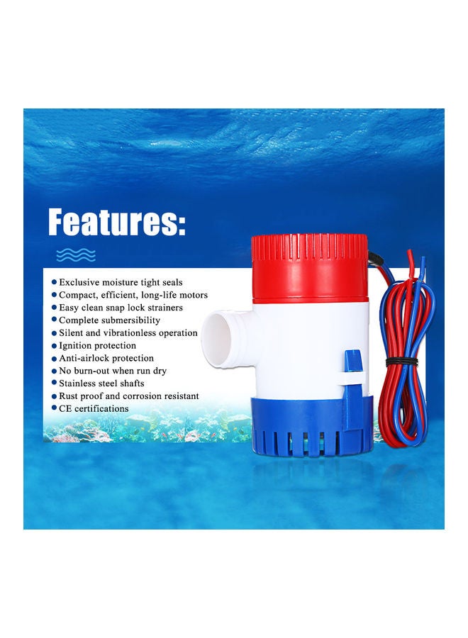 24V 750GPH Auto Bilge Pump With Float Switch Multicolour