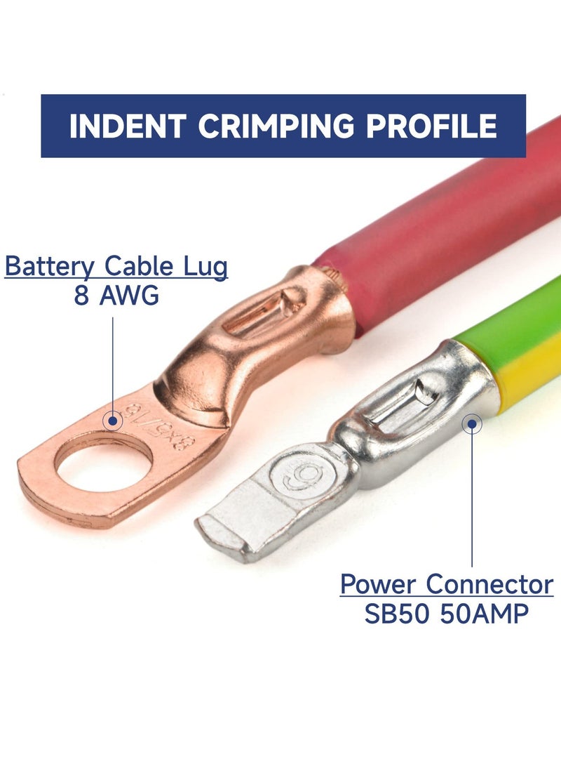 Battery Cable Crimping Tool for Power 50A & 75A Connectors, Anderson SB50 SB120 SB175 Connectors, AWG 8-1/0 Battery Cable Lugs - Professional Grade Crimper for Secure Power Connections