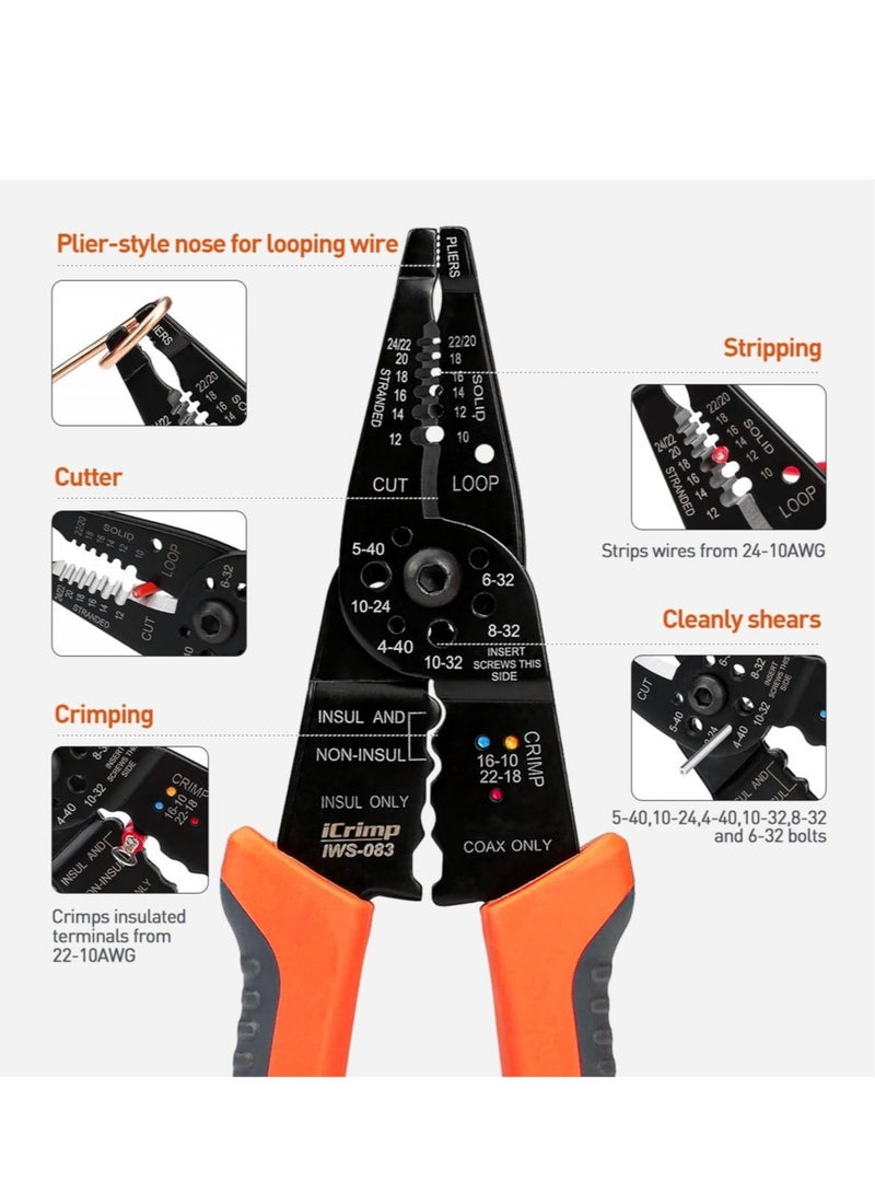 Multipurpose Stripper, Crimper, Cutter, 5-in-1 Compact Electricians Pliers Cable Strippers, Home Repair Tool