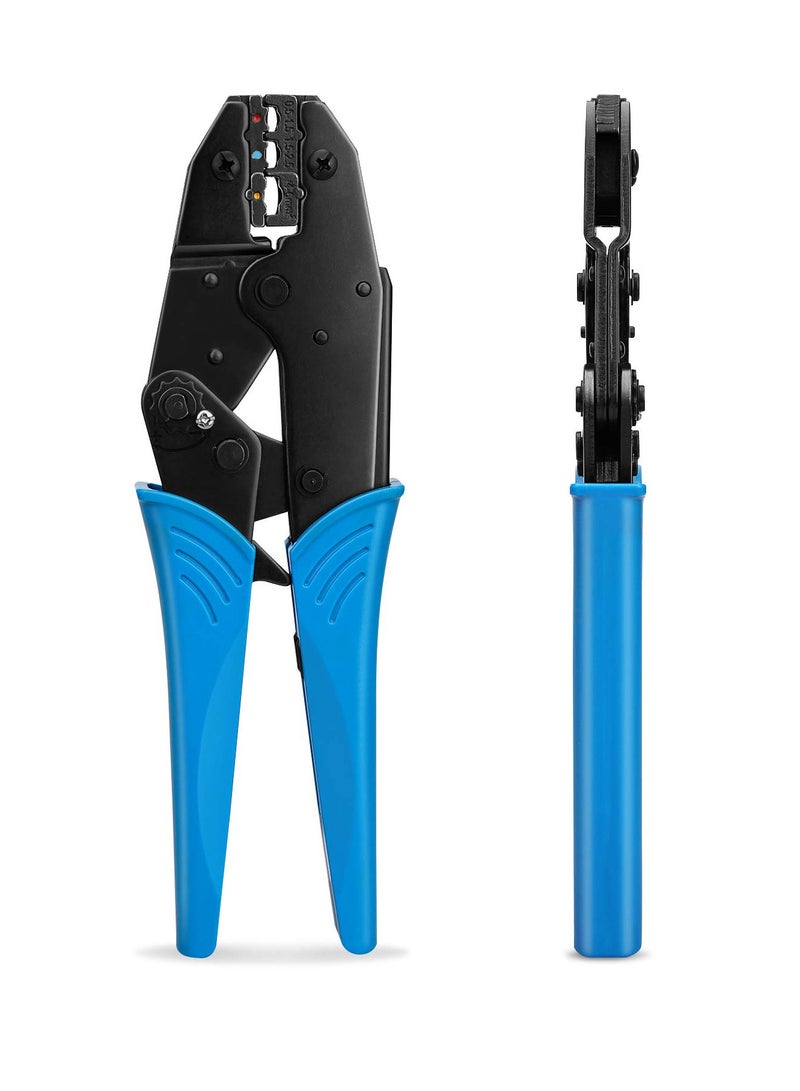 Crimping Tool for Heat Shrink Connectors, AWG22-10 Crimping Tool For Insulated Electrical Connectors, Ratcheting Wire Terminal Crimper - Crimping Pliers - Electrical Crimping Tool (30C, Blue)