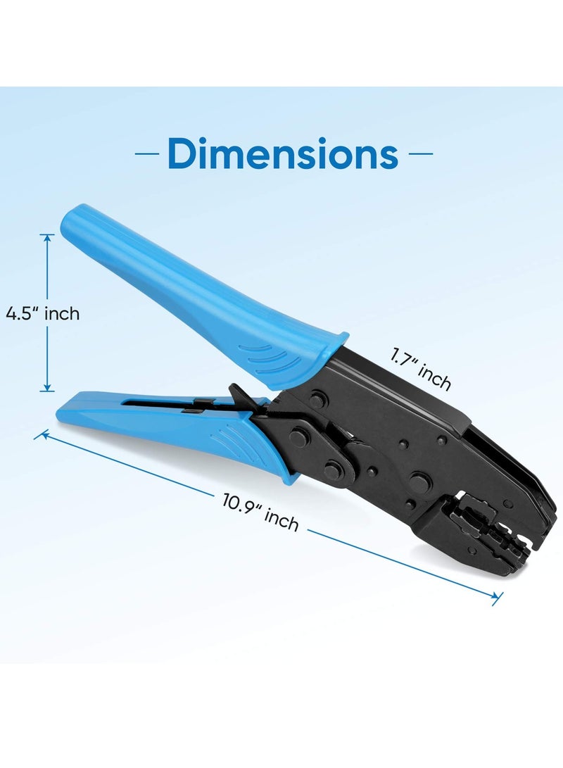 Crimping Tool for Heat Shrink Connectors, AWG22-10 Crimping Tool For Insulated Electrical Connectors, Ratcheting Wire Terminal Crimper - Crimping Pliers - Electrical Crimping Tool (30C, Blue)
