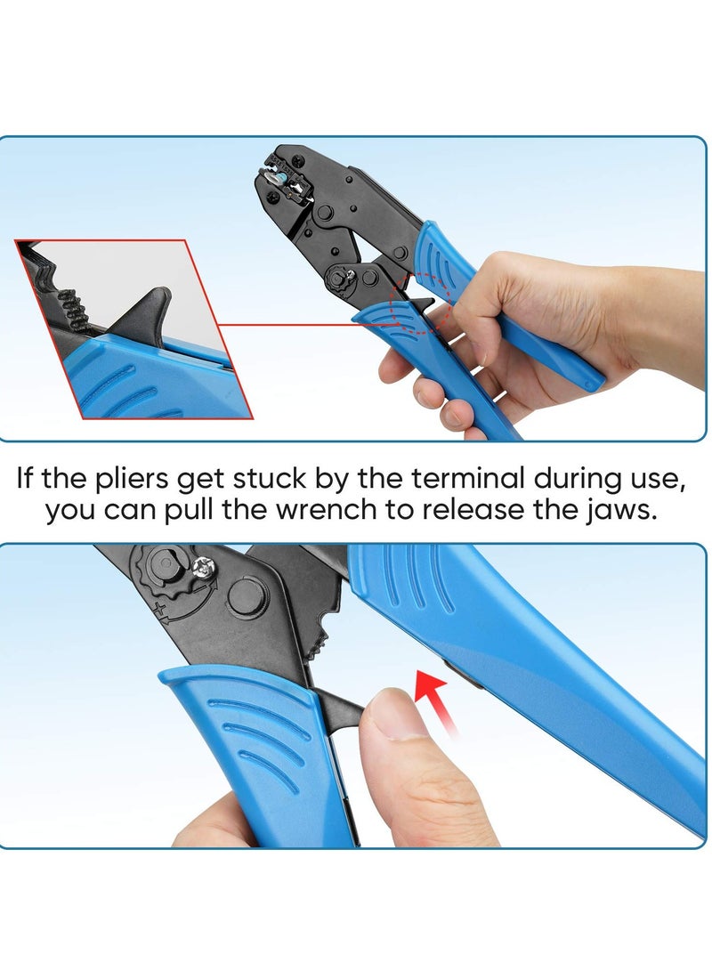 Crimping Tool for Heat Shrink Connectors, AWG22-10 Crimping Tool For Insulated Electrical Connectors, Ratcheting Wire Terminal Crimper - Crimping Pliers - Electrical Crimping Tool (30C, Blue)