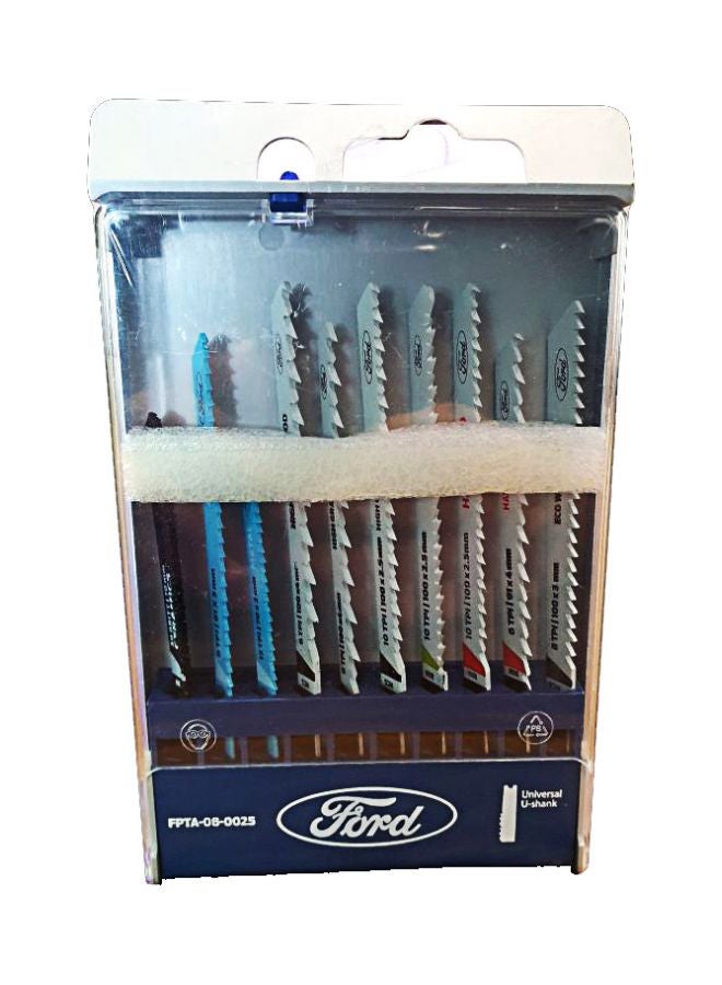 10-Piece Jigsaw Blade Set White/Blue/Black