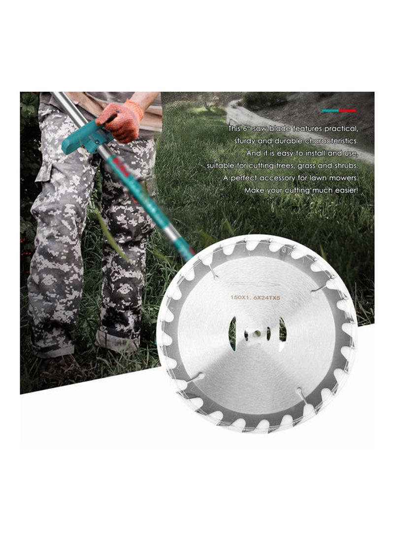 6 Inch 150 mm 24 Teeth Lawn Mower Circular Metal Round Saw Blade Cutter Electric Weeder Accessory Silver 16cm