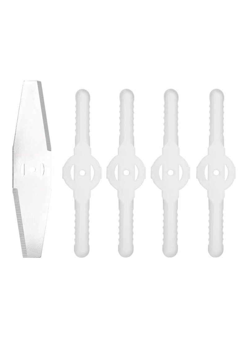 5-Piece Lawn Mower Grass Trimmer Weeder Blades Set White And Silver 14cm