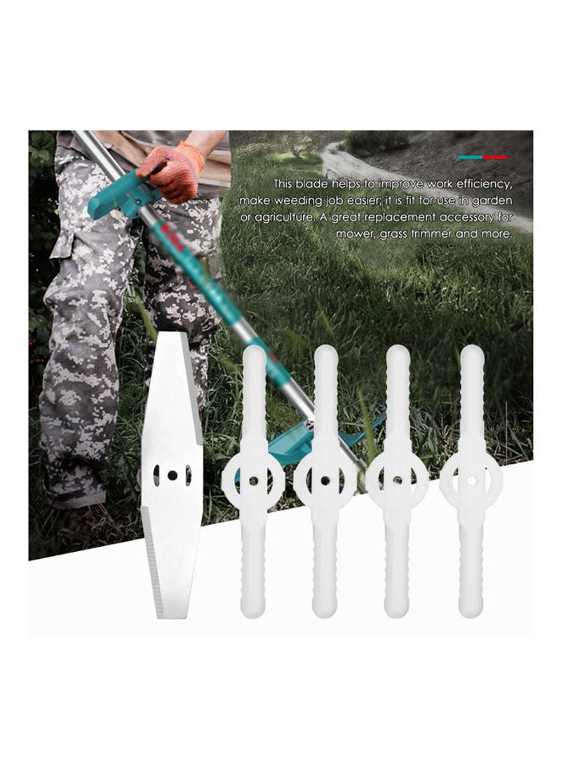 5-Piece Lawn Mower Grass Trimmer Weeder Blades Set White And Silver 14cm