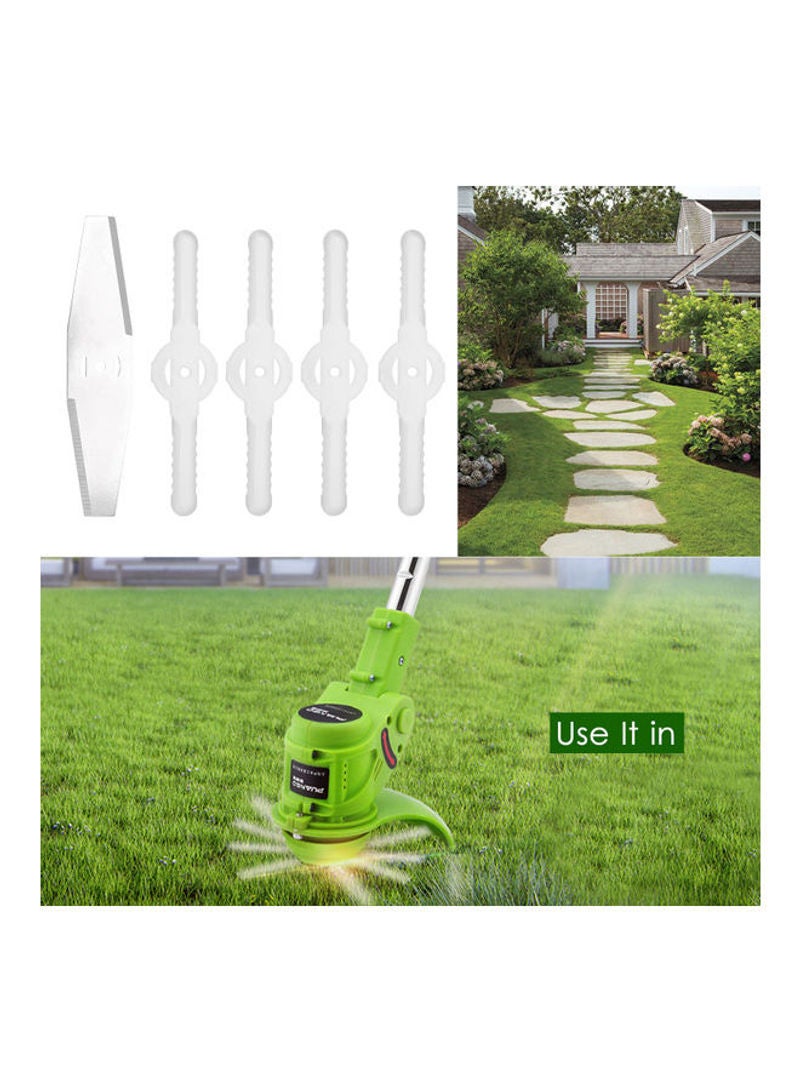 5-Piece Lawn Mower Grass Trimmer Weeder Blades Set White And Silver 14cm