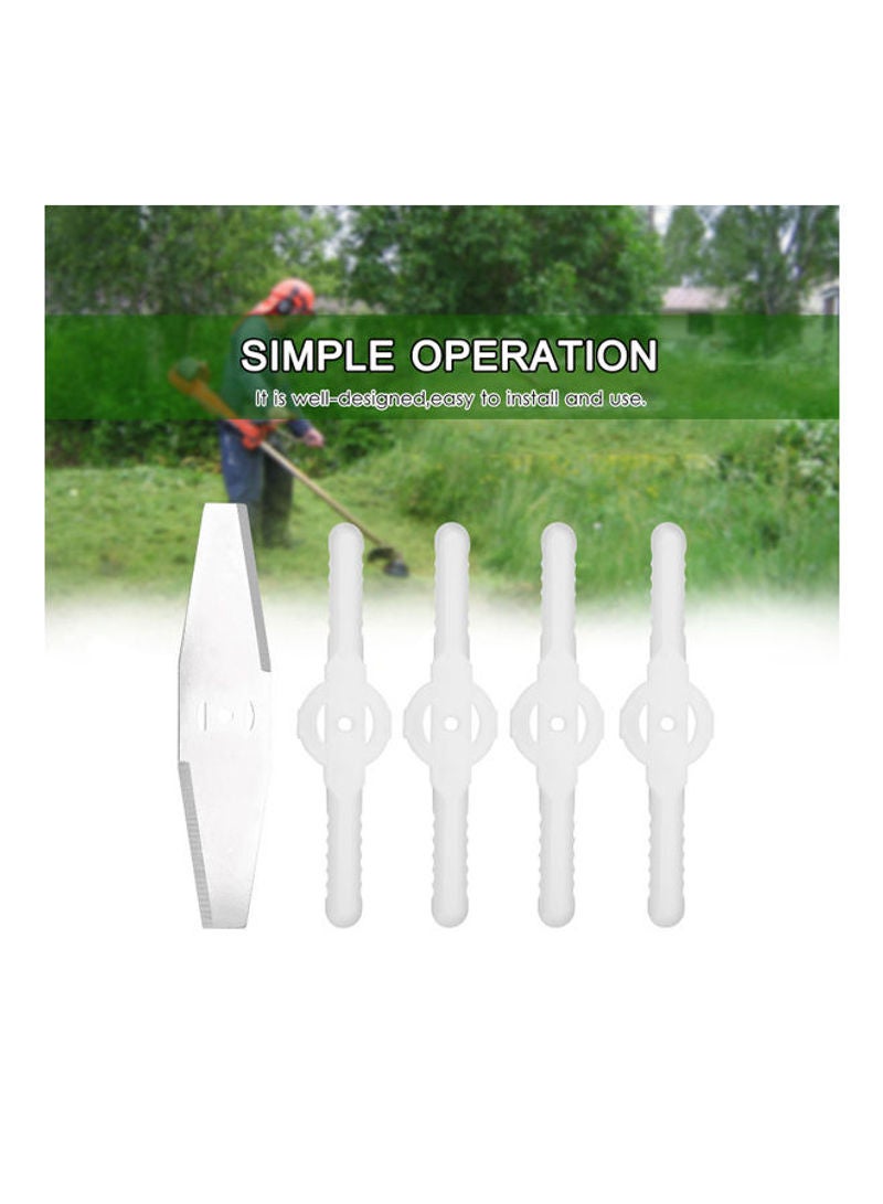 5-Piece Lawn Mower Grass Trimmer Weeder Blades Set White And Silver 14cm