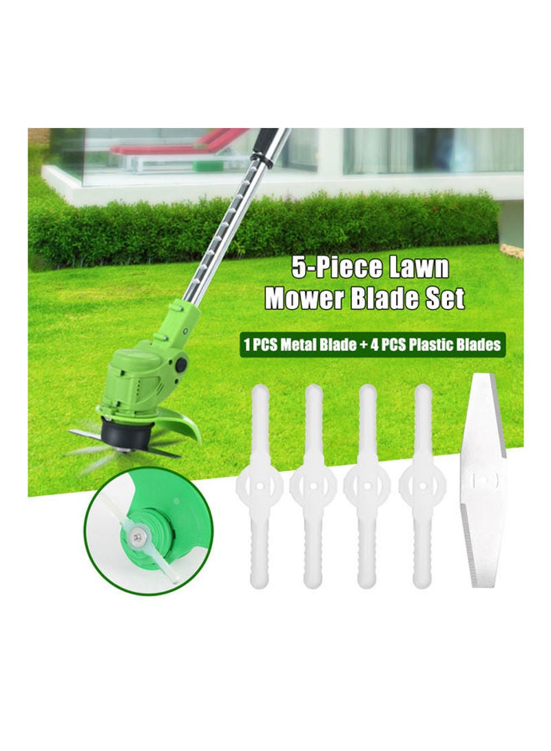 5-Piece Lawn Mower Grass Trimmer Weeder Blades Set White And Silver 14cm