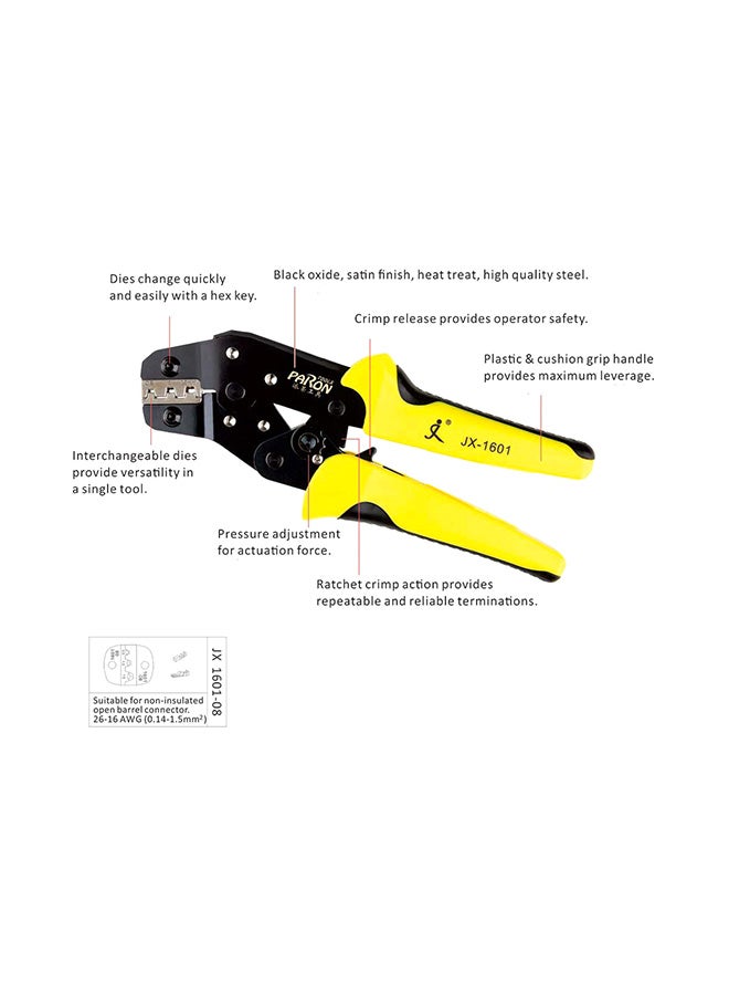 JX-48B Professional Engineering Wire Crimpers Black/Yellow 25.5x2.5x10.5centimeter