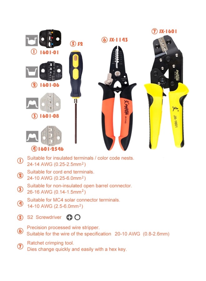 Professional 4 In 1 Wire Crimper Pliers Yellow/Orange/Black