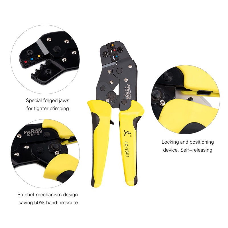 Insulated Ratcheting Crimper Kit With 500-Piece Male and Female Spade Connectors Multicolour 20.50 x 5 x 14.20cm