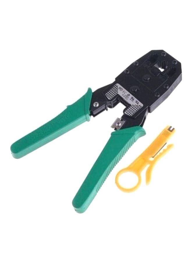 RJ45 CAT5 Network LAN Cable Crimper Plier With Stripping And Punch Down Tool Green/Black/Yellow 195x70mm