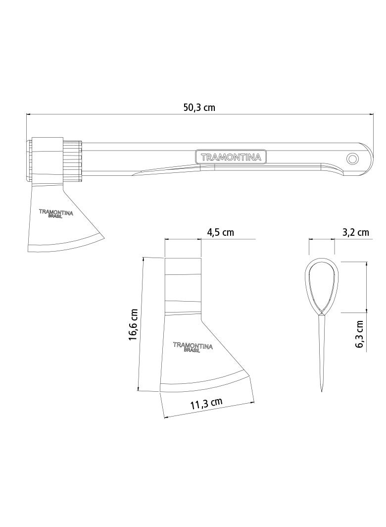 Size 2 Welded Axe Round Head with 50cm Wood Handle