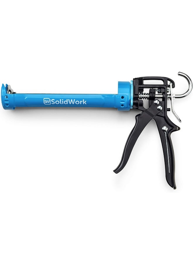 Solidwork  Drip-Free Caulk Gun With Ergonomic Steel Handle, Up To 1/10 Gallon Cartridge, Adjustable 24:1 Or 12:2 Thrust Ratio