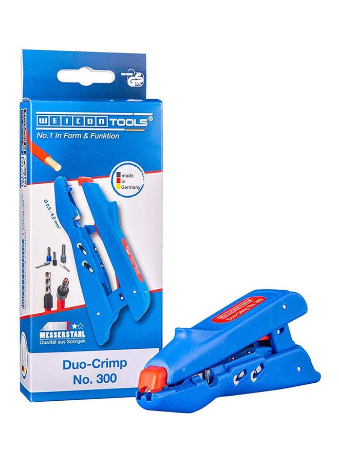 Weicon Duo Crimp No. 300 | 3 in 1 Stripping & Crimping Tool, Stripping Pliers With Crimping Function For Wire end Ferrules 0.5 - 6 mm² Stripping Tool with side cutter | TUEV | Blue and Red