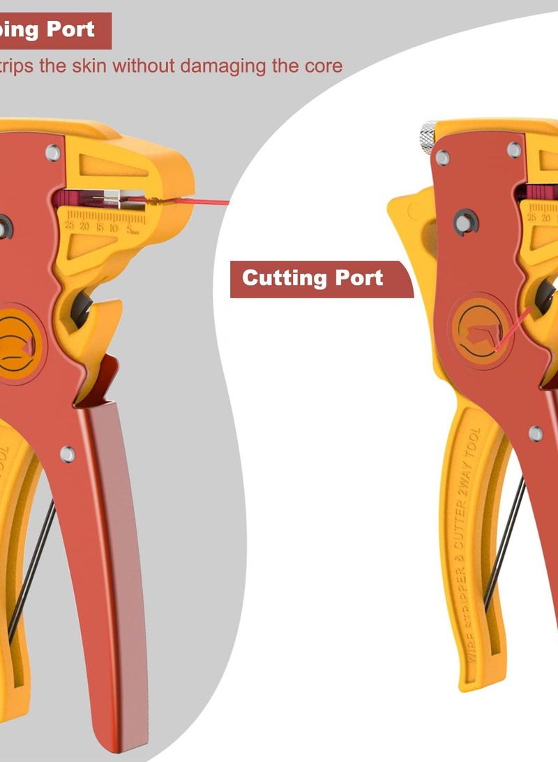 2-in-1 Automatic Wire Stripper and Cutter,Adjustable 10-24 AWG Electrical Cable Tool for Electronics and Automotive Repair