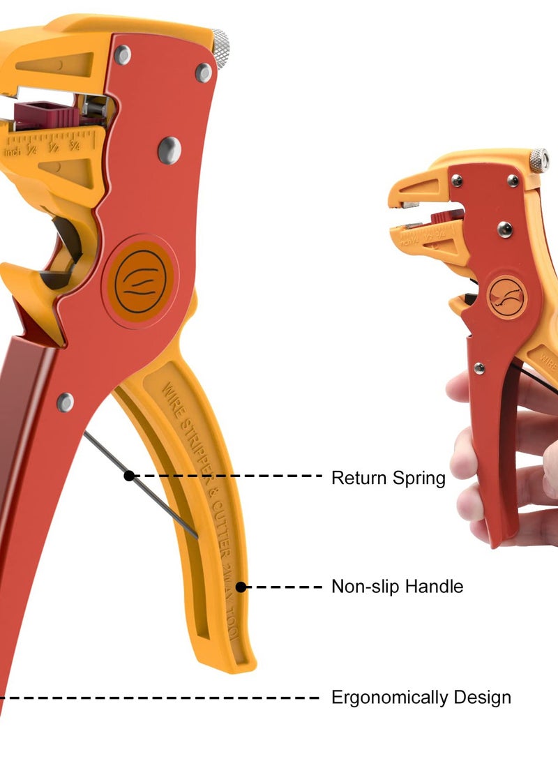 2-in-1 Automatic Wire Stripper and Cutter,Adjustable 10-24 AWG Electrical Cable Tool for Electronics and Automotive Repair