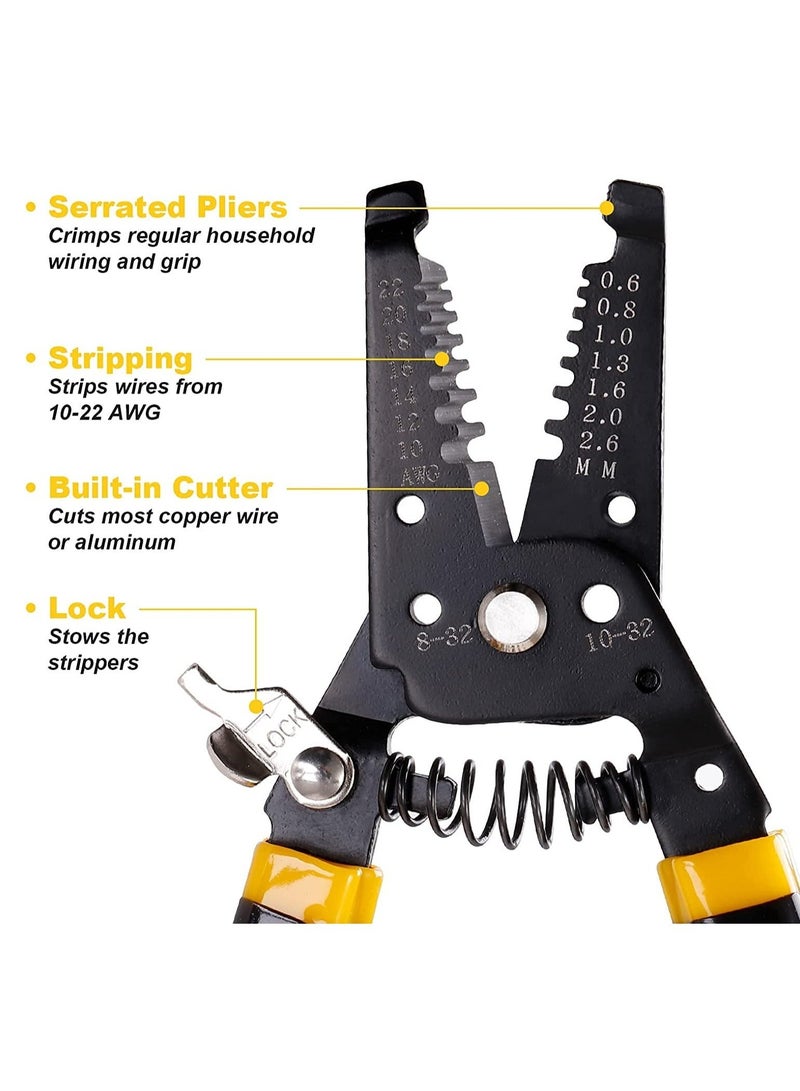 7in Wire Stripper 10-22 AWG Cutter Crimper, Copper Wire Stripping Tool And Multi-Function Hand Tool, Professional Handle Design And Refined Craftsmanship