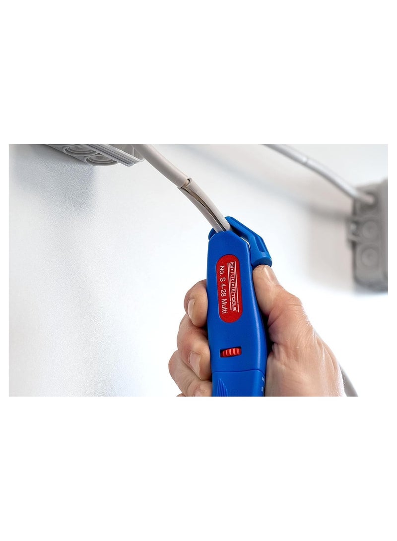 WEICON Cable Stripper No. S 4 - 28 Multi | Integrated Stripping Function High Safety Universal Tool with Adjustable Cutting Depth For Round Cables Working Range - 50057328