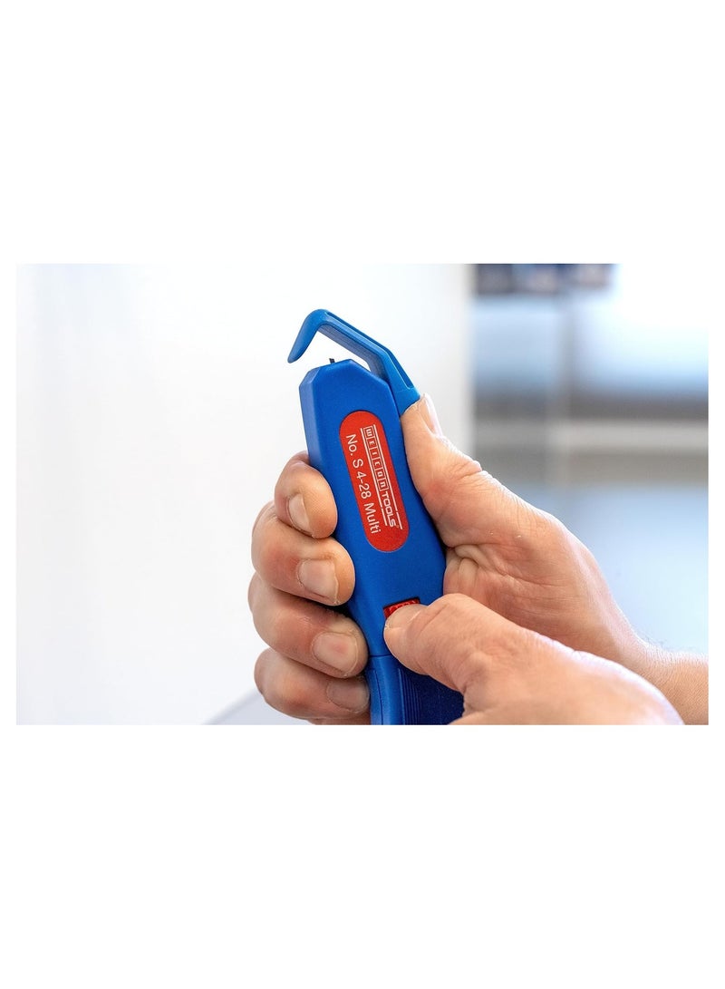 WEICON Cable Stripper No. S 4 - 28 Multi | Integrated Stripping Function High Safety Universal Tool with Adjustable Cutting Depth For Round Cables Working Range - 50057328
