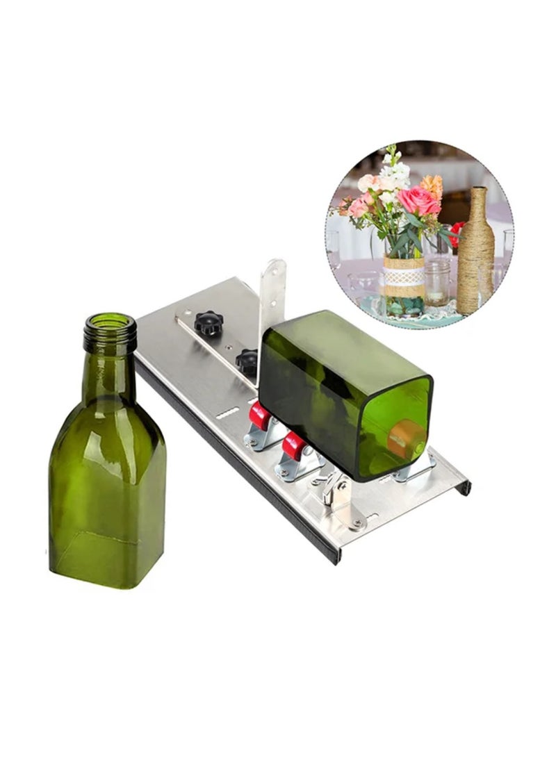 Stainless Steel Glass Bottle Cutter DIY Tool Wine Beer Bottles Cutting Tool with Five Wheels Cutting Machine Silver 30.0x16.0x5.0cm