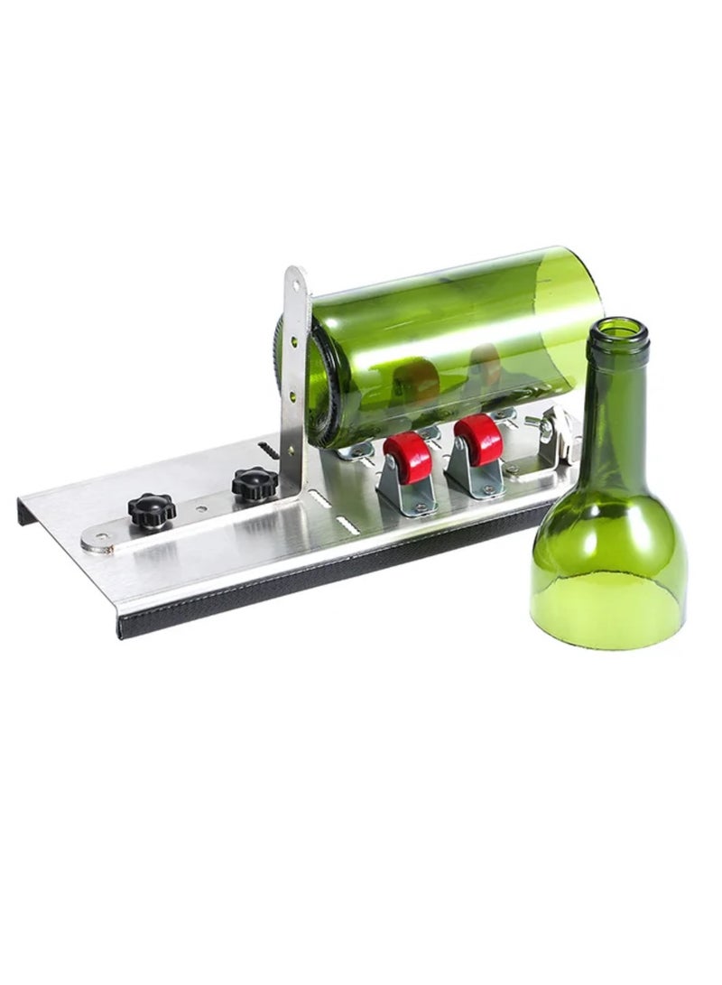 Stainless Steel Glass Bottle Cutter DIY Tool Wine Beer Bottles Cutting Tool with Five Wheels Cutting Machine Silver 30.0x16.0x5.0cm