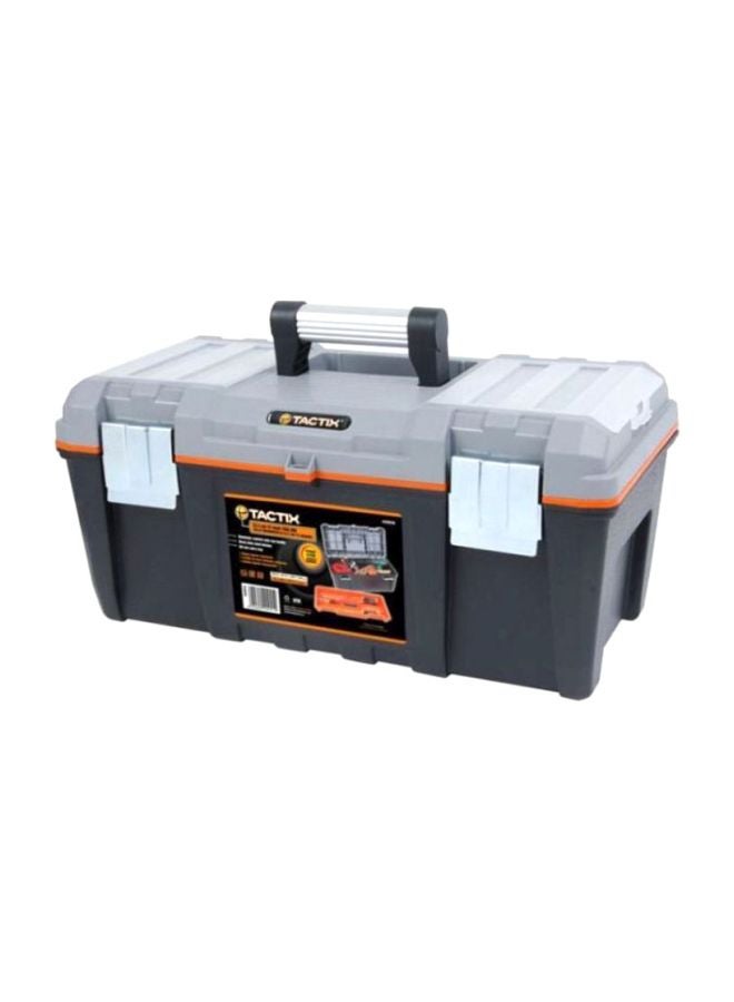 Tactix 21 Inches Plastic Tool Box With Lift Out Carry Tray, Portable, Durable, For Craft, Household, Size: 53.5W x 27.5D x 24.7H cm- 320316 Black/Grey 53.5x27.5x24.7cm