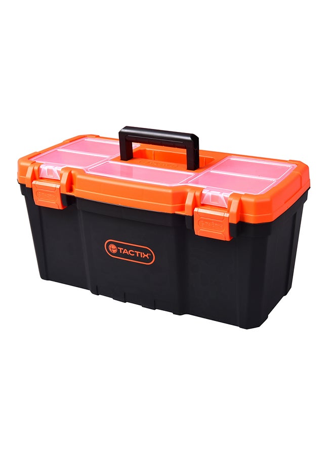 Tactix 19.5 Inches Plastic Tool Box With Lift Out Carry Tray, Lid Compartments, Durable, For Craft Storage, Household,320100