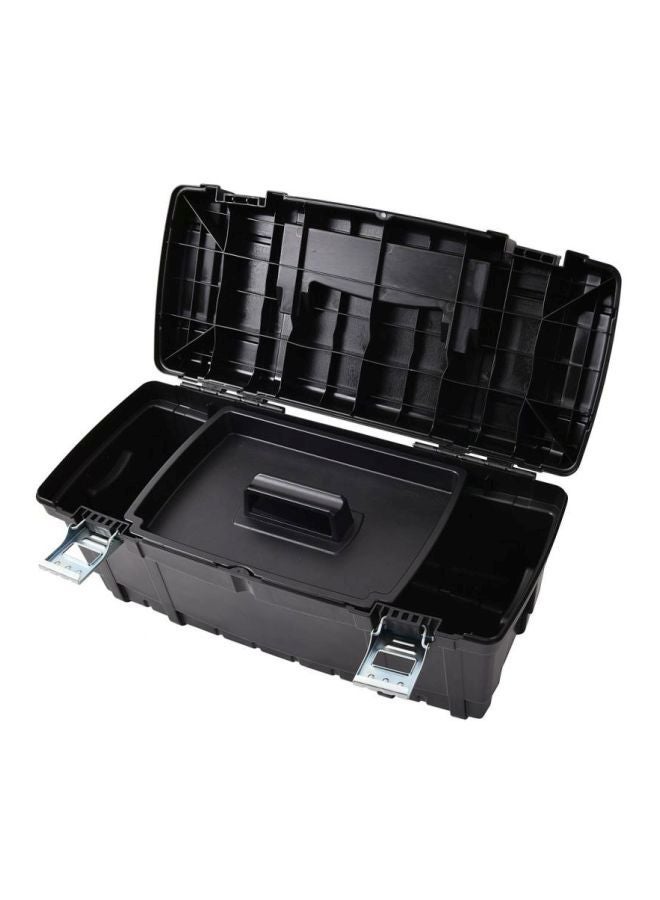 Tactix 24 Inches Plastic Tool Box With Black PP Tray Inside, High Impact Plastic, Aluminum Comfort Grip Top Handle, Heavy-Duty Steel Latches, Dimensions: 61W x 27.7D x 26.2H cm- 320344