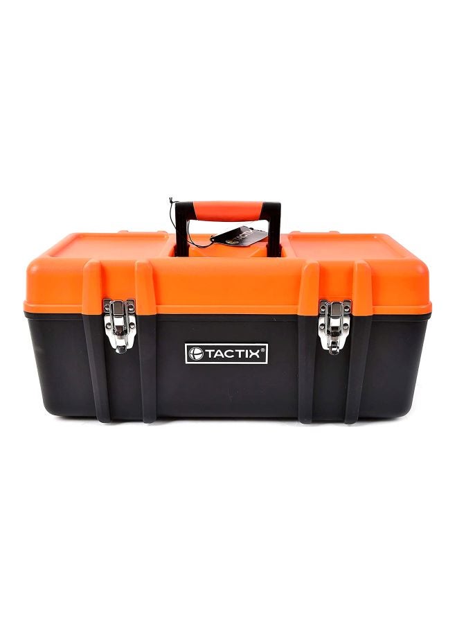 Tactix Plastic Tool Box (20 Inches) With Latches and Removable Tray, Portable, Organized and Reliable Tool Storage, For Workshop, Garage and Home-321105 Black/Orange 51x23.5x23cm