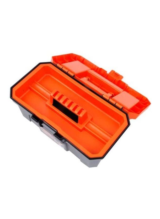 Tactix 16 Inches Plastic Storage Tool Box HD with Lift-out carry tray, Built-in Organization Compartments, Black/Orange, Dimensions: 41W x 23D x 20.5H cm- 320111