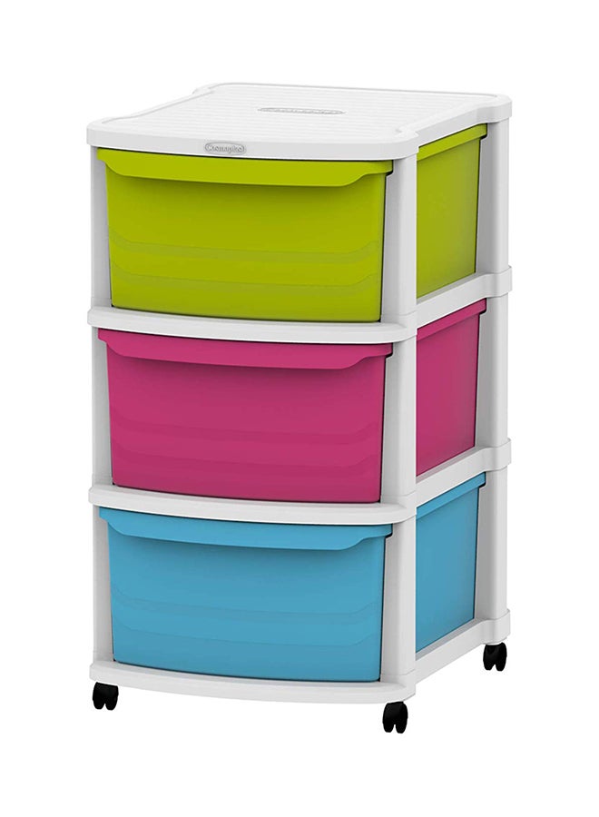 3-Tiers Multipurpose Storage Cabinet With Wheels Multicolour