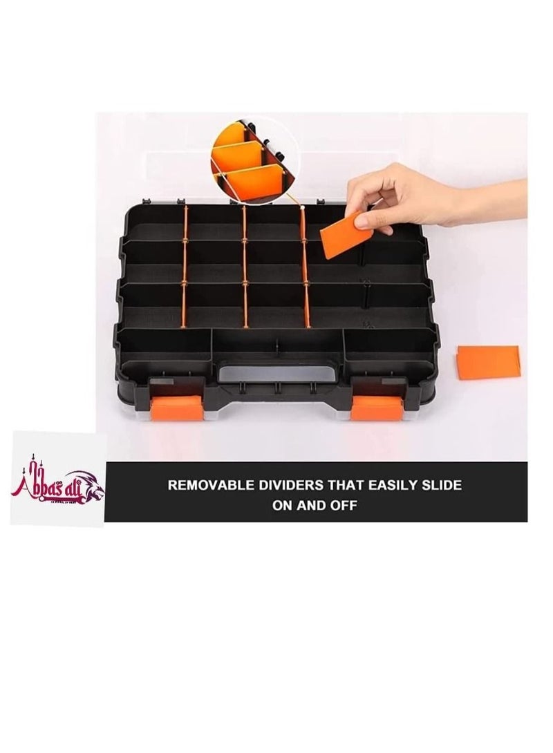 Double Side Tools Organizer, Customizable Removable Plastic Dividers, Hardware Box